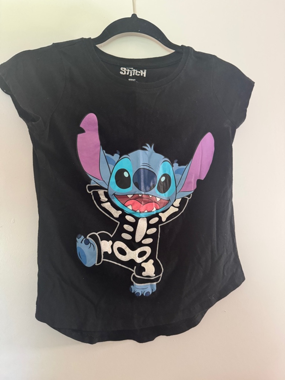 Stitch Black Graphic Tee for Kids - Disney Character Shirt